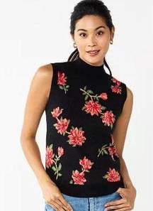 Draper James RSVP Sleeveless Red Floral Sweater Vest NWT