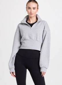 Grey Cropped Quarter Zip