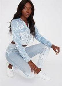 Light Blue Velvet Sweat Suit 