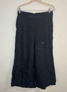 H by Halston H Halston Black 100% Linen Wide Leg High Waist Lagenlook Women Medium Pants