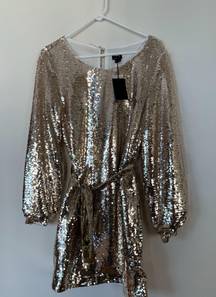 Revolve Gold Sequin Long Sleeve Dress 