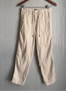 J. Crew Women's Pull-on Drawstring Crop Cargo Pants in Light Beige Size 2