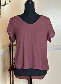 Jersey V-Neck Short Sleeve Top