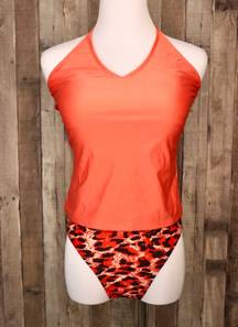 Bobbie  Cheetah Print Solid Takini Removable Pads 2pc Swimsuit sz MEDIUM