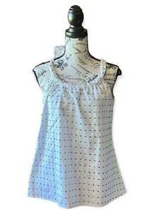 womens annie griffin Elizabeth navy polka dot tie neck pullover tank s