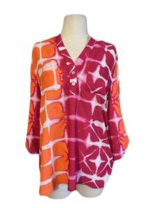 Shibori Ombre Henley Popover Top Multicolored Size 1 (8)