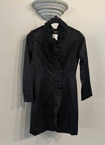 White House Black Market ruffle trim dress coat Size 4