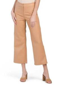 NWT BAGATELLE COLLECTION Camel Faux Leather High Waist Crop Wide Leg Pant