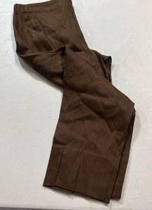 J. Jill Kona Brown Linen Stretch Blend Pull On Cropped Pants Size Medium Petite