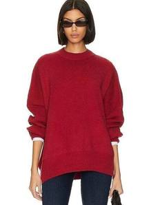 Free People  Cranberry Red Easy Street Tunic Sweater Size Medium Oversize