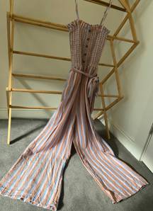 Wide Leg Striped Jumpsuit