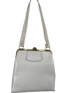 Vintage Dove shoulder bag. White vinyl with gold tone metal.