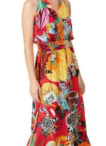 Aldo Martins Multicolored Burge Maxi Dress Size 12 xl Button Down Sleeveless