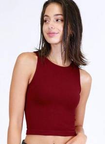 NIKIBIKI New Rio Red High Neck Ribbed Crop Top