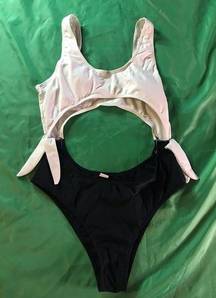 One Piece Woman’s Black and White  Bathing Suit Size L