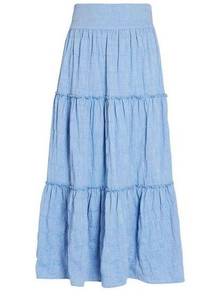 Intermix Private Label Patrice Tiered Chambray Maxi Skirt Blue Size 6