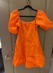 Orange Short Sleeve Tiered Dress 