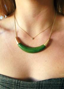 Jasper And Brass Crescent Necklace