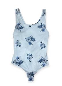 Charlotte Ruse White & Blue Rose Body Suit Medium