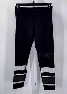 Lilybod Black White Stripes Legging Yoga Running Capri Pants Small