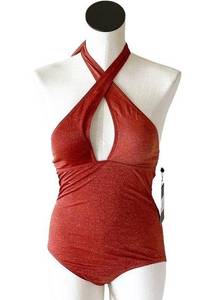 NWT JONES NEW YORK Cross-Neck Glitter One-Piece Swimsuit