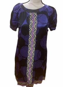 Alice & Trixie Silk Shift Purple Dress Lined Silk Abstract Geometric Retro 60s