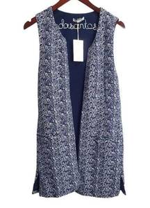 Tart Textured Wooven Navy Blue/ White Vest Size Small Cotton Blend