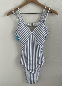 Cupshe NWT  Cheeky Gal Open Back Striped One Piece Swimsuit Small