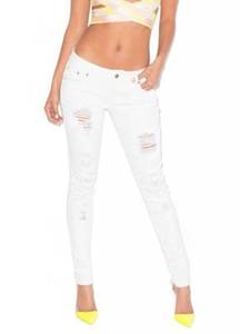 House of CB Siren White Distressed Low Rise Skinny Jeans Y2K Size 32