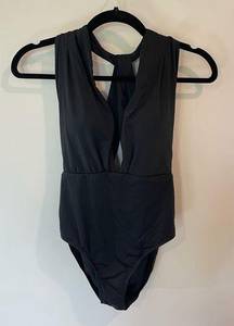 NWOT Fab’rik Black One-Piece Slit Bathing Suit