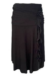 Y2K black ruffled rose flower low waist hip Whimsygoth skirt