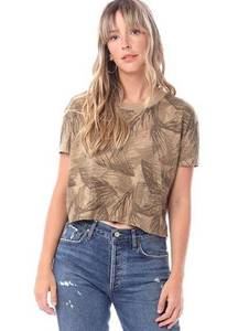 Alternative Eco Headliner Cropped Tee Olive Watercolor Palm XS