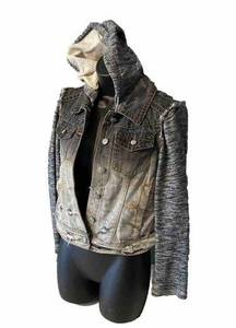 Buckle Daytrip Jean Vest Sweatshirt Hoodie Combo Small Distressed