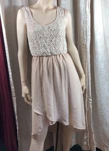 Pleione Embroidered Lace High Low Casual Dress Small