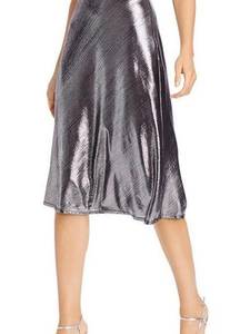 AQUA MIDI silver slip skirt