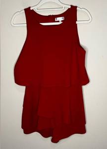 Honey and Rosie Romper Red Layered Sleeveless Party Medium