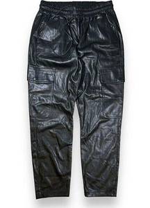 ZARA  Faux Leather Cargo Jogger Pants Women's Medium Black