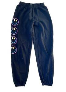 PacSun  Smiley Face Sweatpant Joggers XS Black Neon Cotton