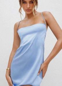 Tiger Mist - baby blue satin strappy mini dress