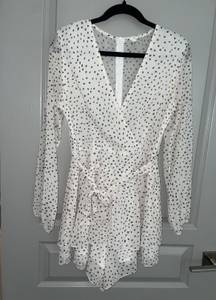 Black And White Polka Dot Wrap Dress