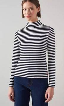 LK Bennett | Rita Navy and Cream Stripe Turtle Neck Top