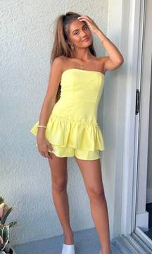 Strapless Yellow Tiered Romper