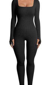 black ribbed yoga jumpsuit 