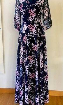 Yumi Kim Woodstock American Beauty Maxi Black Floral Dress - Size XS.