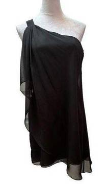 Jordan Fashion Black One Shoulder Drape Fabric Black Dress Size 8