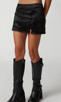 Black Satin Skort Skirt