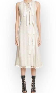 Luxe: new Altuzarra ꕥ Blanche Grosgrain Tie Pom Pom Dress ꕥ Parchment Stripe ꕥ