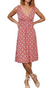 Boden Effie Jersey Dress in Cherry Red/Ivory Palm Petal - Size 2 Petite