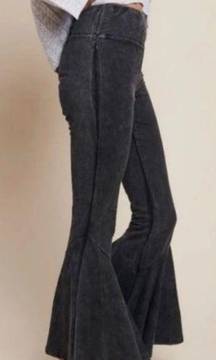 Earthbound Trading Co. Black Mineral Washed Boho Festival Flare Pants S