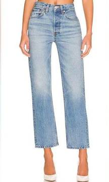 NWT Re/Done ‘70s Stove Pipe Size 31 Straight Jeans High Rise in Favorite Bleu